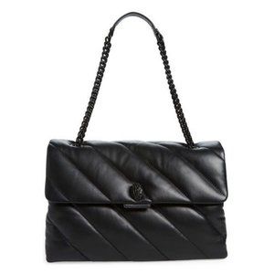 Kurt Geiger XXL Kensington Black Quilted Leather Convertible Bag NWT Chain Strap